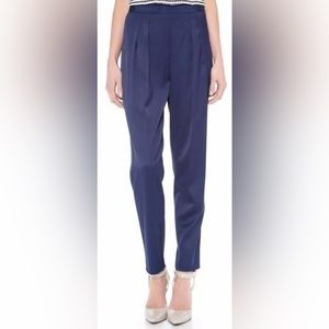 Alice + Olivia Womens Casual Back Zip Front Pleated Straight Pants Navy Blue